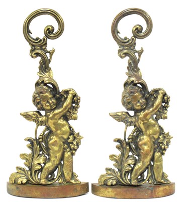 Lot 1291 - A Pair of English Peerage Brass Door Stops,...