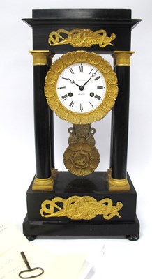 Lot 1343 - A French Late XIX Century Portico Mantel Clock,...