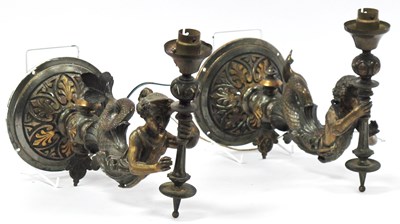 Lot 1288 - A Pair of Late XIX Century Spelter Wall...