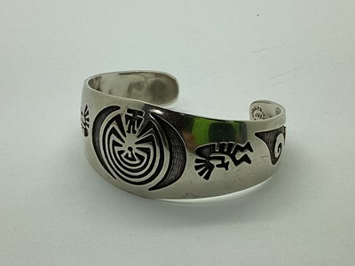 Lot 231 - FAP Taxco Mexico Tribal Design Cuff Bangle, of...
