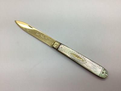 Lot 156 - A Hallmarked Silver Gilt and Mother of Pearl...