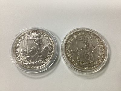 Lot 57A - Two Fine Silver One Ounce Britannia Coins,...
