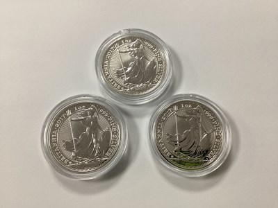 Lot 58A - Three 2017 Fine Silver One Ounce Britannia Coins.
