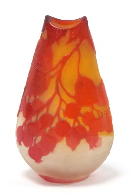 Lot 1010 - A Gallé Cameo Glass Vase, of tapered form,...