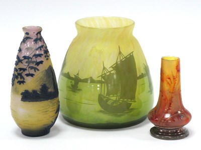 Lot 1017 - A Daum Nancy Glass Cameo Vase, of tapered form...