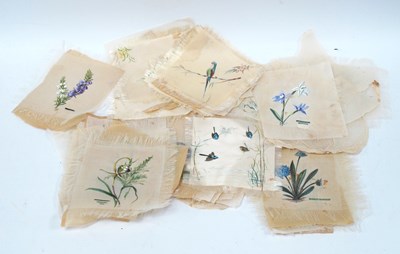 Lot 1373 - Twenty Nine Silk Table Mats, each painted with...