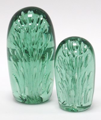 Lot 1002 - A Green Glass Dump, with tear shaped...
