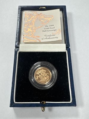Lot 218A - 1999 Royal Mint Gold Proof Half Sovereign,...