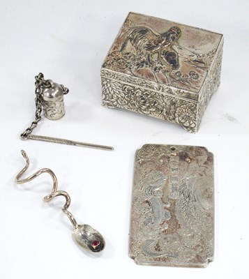 Lot 1294 - A Chinese Style White Metal Box, cast with...