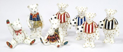 Lot 1057 - Seven Royal Crown Derby Porcelain Bears, to...