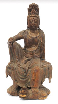 Lot 1135 - A Large Chinese Carved Wood Figure of Guanyin,...