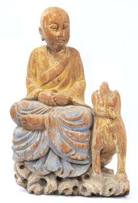 Lot 1133 - A Carved Wood Buddhist Figure of Patacara,...