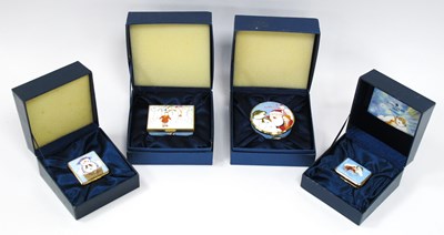 Lot 1039 - Four Border Fine Arts Enamel Trinket Boxes...