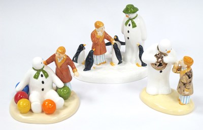 Lot 1109 - Three Coalport Characters Snowman Series...