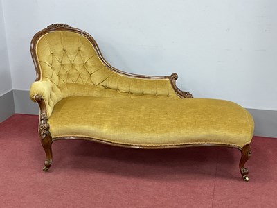 Lot 1591 - A Mid XIX Century Walnut Chaise Longue,...
