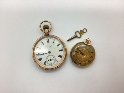 Lot 128 - An Openface Fob Watch, the foliate engraved...