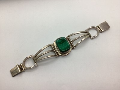 Lot 191 - A Statement Malachite Set Panel Bracelet, of...