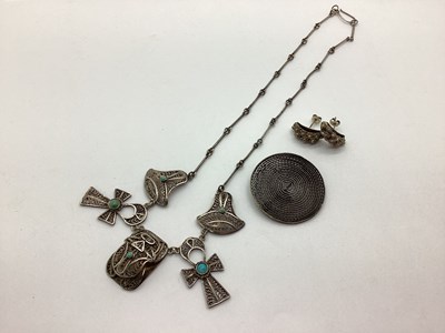 Lot 197 - A Hallmarked Silver Stone Set Egyptian Revival...