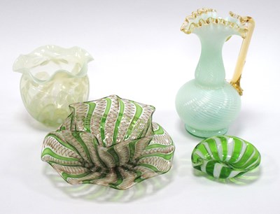 Lot 1005 - A Venetian Latticino Type Bowl, Plate and Dish,...