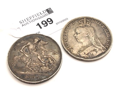 Lot 199 - Two Victoria Crowns, 1889 (Jubilee head), 1895...