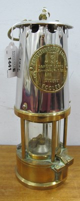 Lot 1441 - A brass Eccles miners lamp marked 'Type 6 M &...