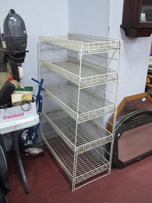 Lot 1165 - White Wire Work Shop Display Stand, with five...