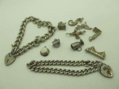 Lot 178 - A Hallmarked Silver Curb Link Charm Bracelet,...