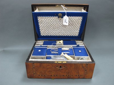 Lot 1206 - A XIX Century Walnut Sewing Box, with lozenge...