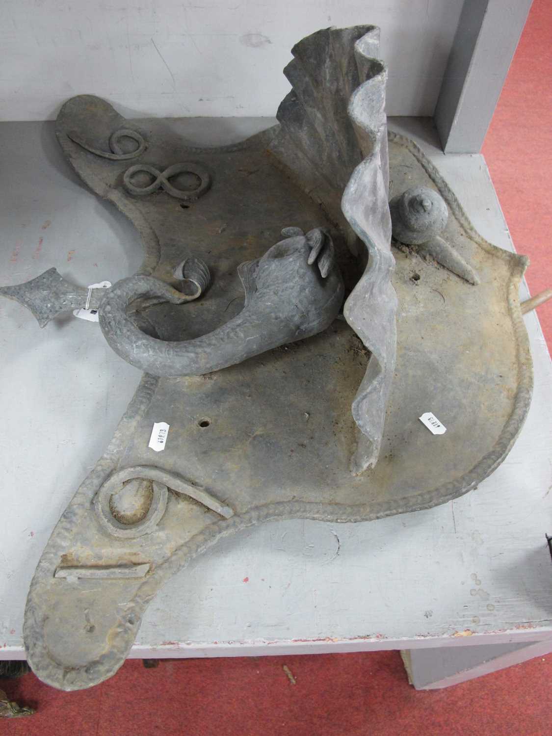 Lot 1456 - Lead Shield Shaped Wall Mounted Water Feature,...