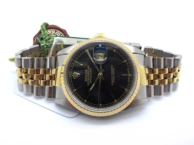 Lot 213 - Rolex; A 1990's Bi-Metal Datejust Automatic...