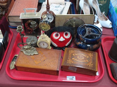 Lot 1400 - Clocks, wooden boxes, brass ware, Chinese box,...