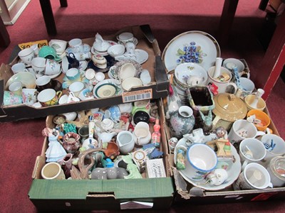 Lot 1080 - Cups, saucers, figures, other ceramics:- three...
