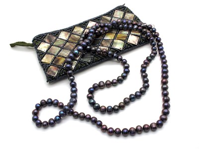 Lot 66 - A Modern Black Fresh Water Pearl Bead Necklace,...
