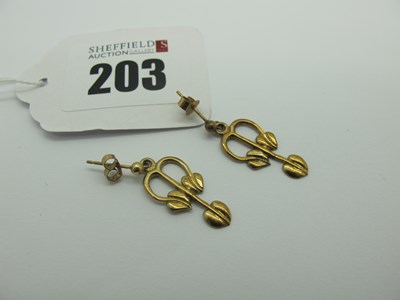 Lot 203 - A Pair of Mackintosh Style Drop Earrings, of...