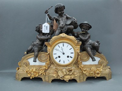 Lot 1469 - A Late XIX Century Gilt Metal Mantle Clock,...