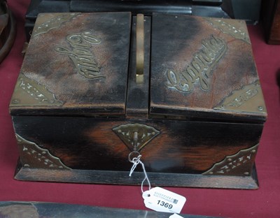 Lot 1369 - Early XX Century Ebonised Oak Smokers Box,...