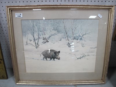 Lot 1496 - German School, Study of a Wild Bear in Winter...