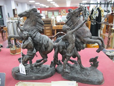 Lot 1446 - Pair of Early XX Century Spelter Marley Horse...