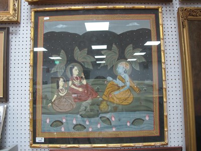 Lot 1485 - Indian Garden Scene with Seated Prince and Two...