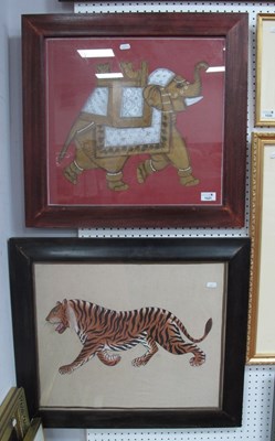 Lot 1521 - Indian Study of a Tiger, Oriental artwork on...