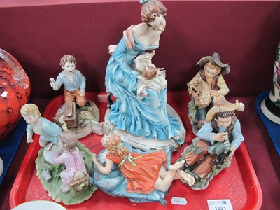 Lot 1221 - Capodimonte, Mother in blue dress holding a...