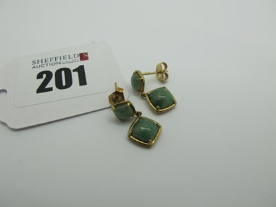 Lot 201 - A Pair of Modern Polished Green Hardstone Drop...