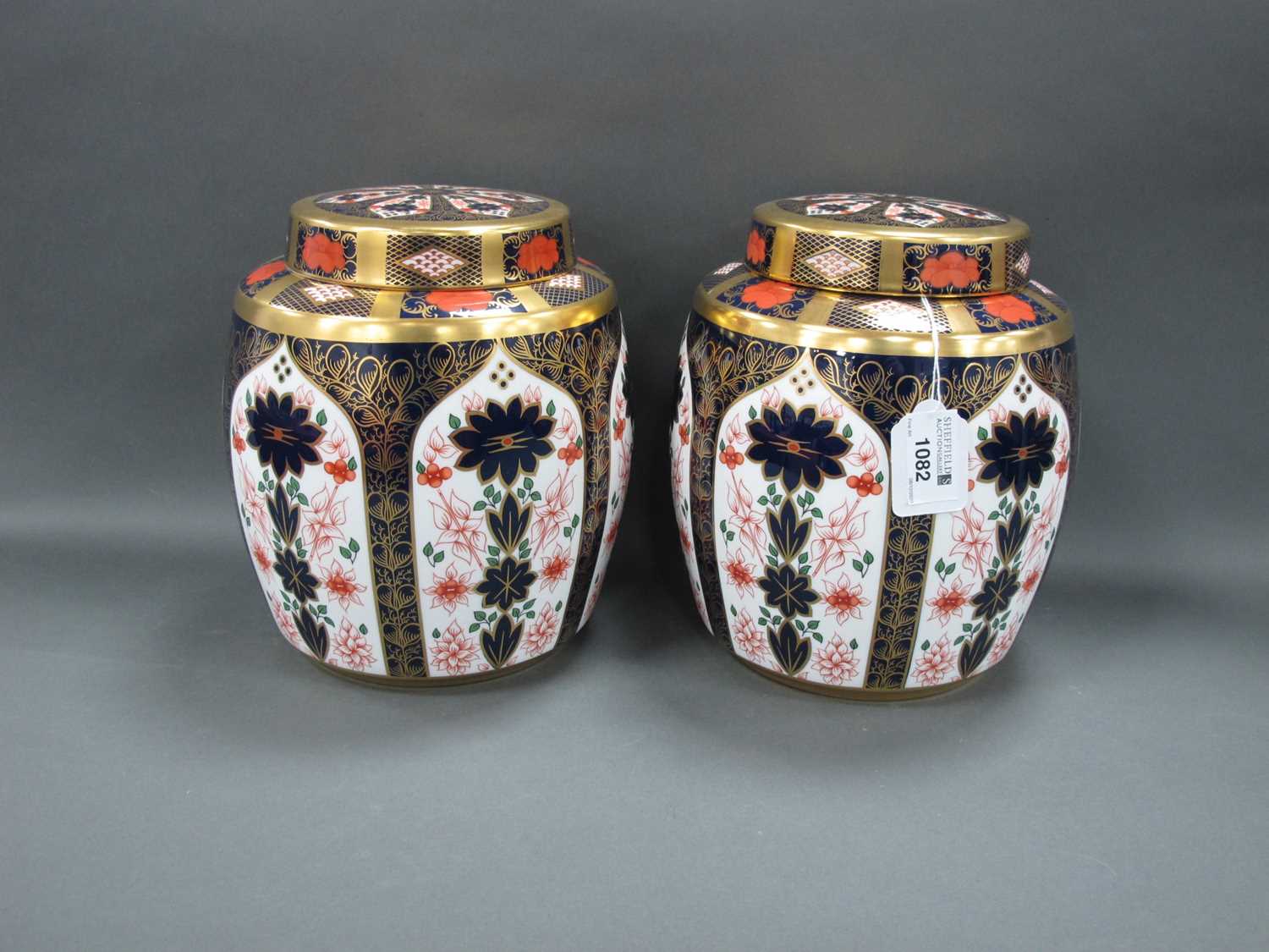 Lot 1082 - A Pair of Royal Crown Derby Porcelain Ginger...