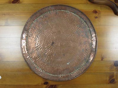 Lot 1032 - 'JP' Beaten Copper Tray, 28.5cm diameter,...