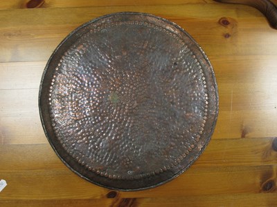 Lot 1032 - 'JP' Beaten Copper Tray, 28.5cm diameter,...