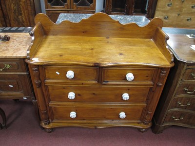 Lot 1532 - A XIX Century Style Pine Washstand, with three-...