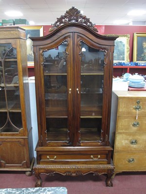 Lot 1508 - A Hardwood Display Cabinet, with arched top...