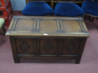 Lot 1523 - XVII Century Style Oak Coffer, with triple...