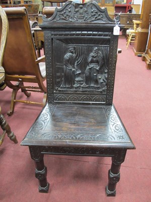 Lot 1551 - A XIX Century Carved Oak Hall Chair, with...