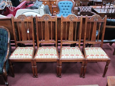 Lot 1554 - A Set of Four Oak Art Nouveau Style Chairs,...